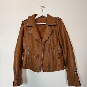 Blank NYC Faux Leather Moto Jacket in Camel